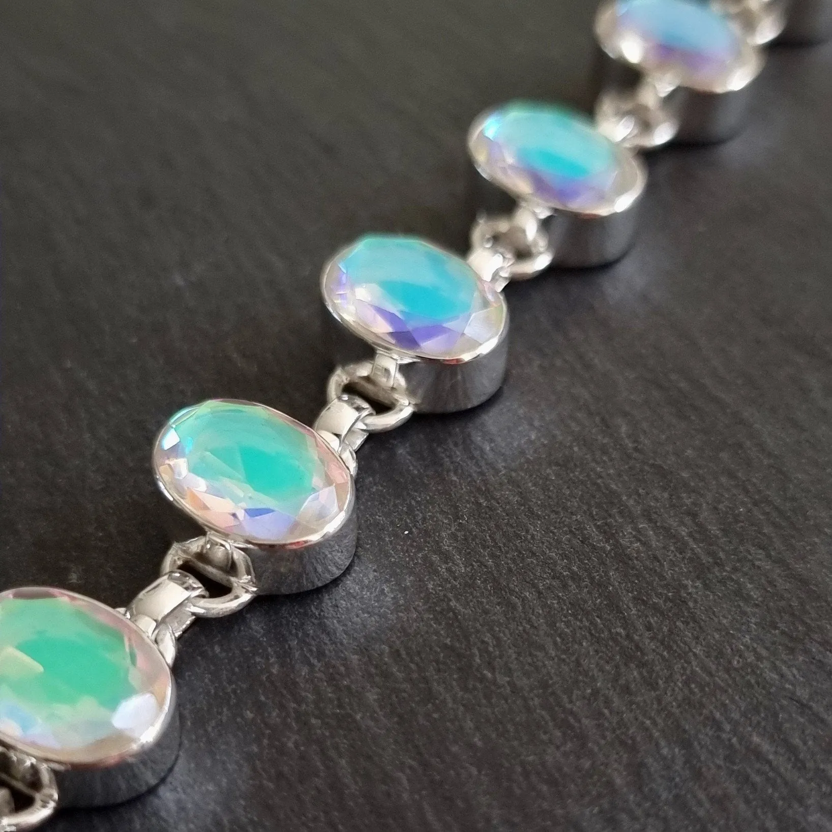 Large Mystic Mercury Mist Topaz Silver Bracelet, FQZBL4