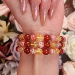 Leo Bracelet (Carnelian, Citrine & Rhodochrosite) *High Quality* for Confidence, Love and Power