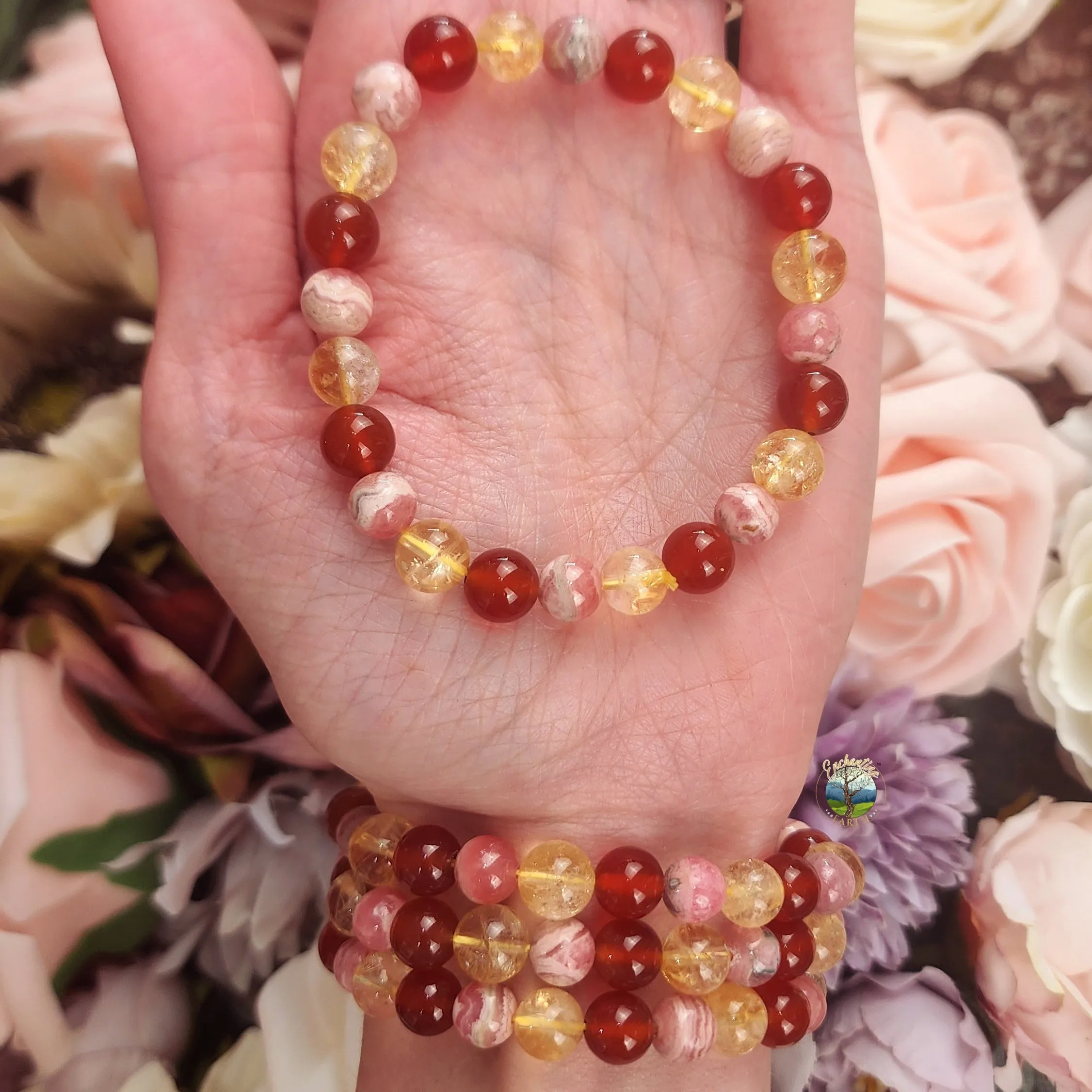 Leo Bracelet (Carnelian, Citrine & Rhodochrosite) *High Quality* for Confidence, Love and Power