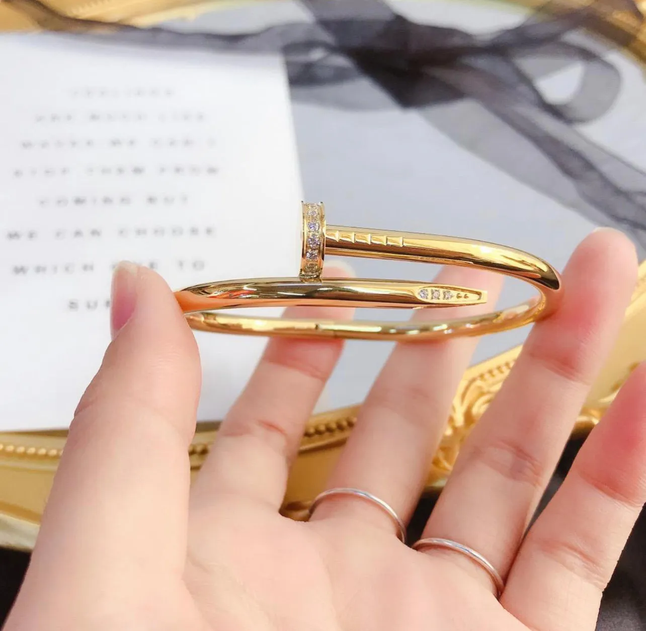 New classical fashion titanium steel bracelet, stainless steel nail style women X3573357