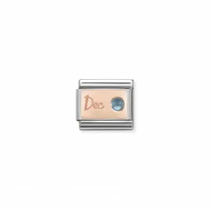 Nomination Composable Link December, Light Blue Topaz Stone, 9K Rose Gold