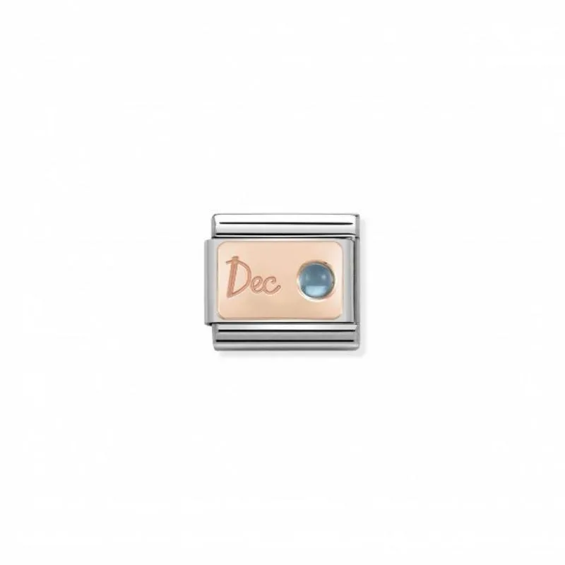 Nomination Composable Link December, Light Blue Topaz Stone, 9K Rose Gold