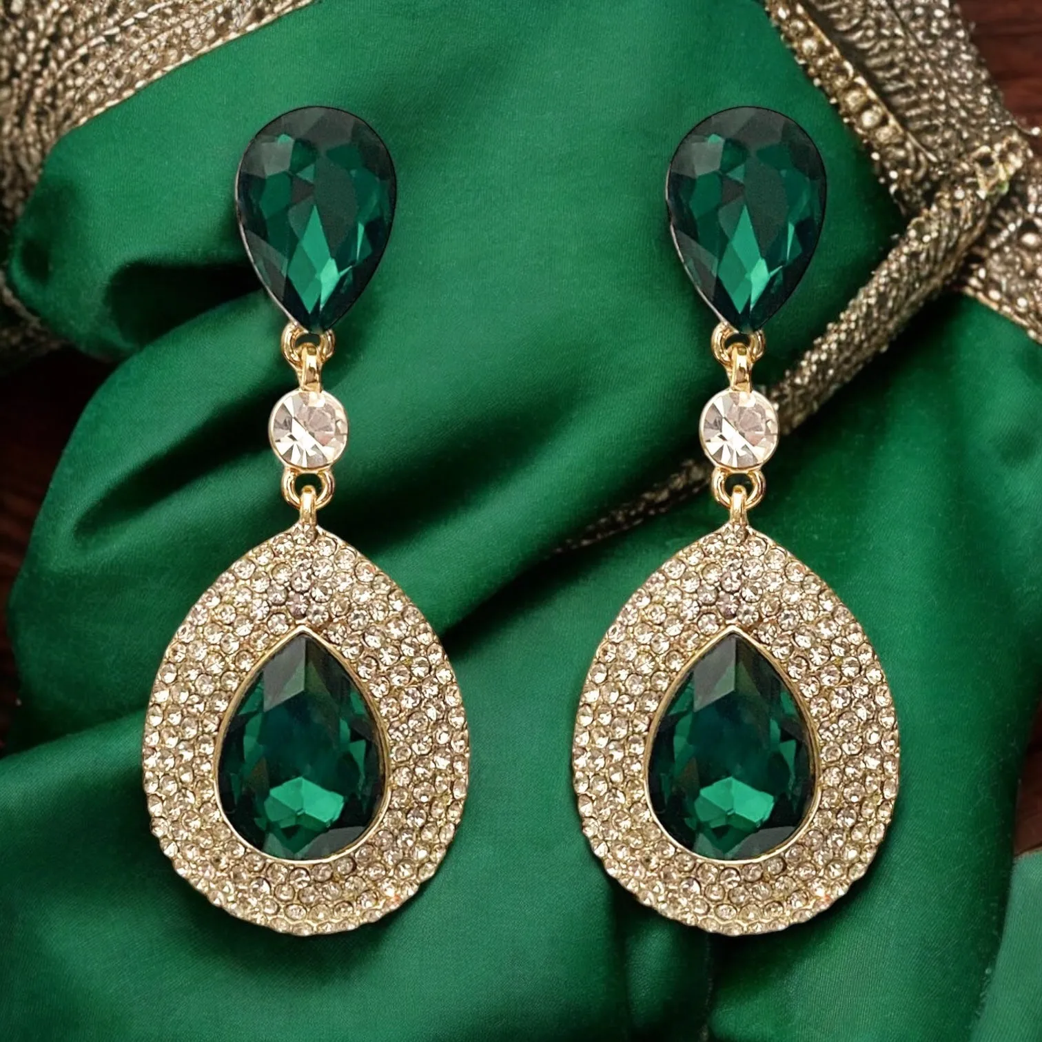 Philippa Earrings - Emerald