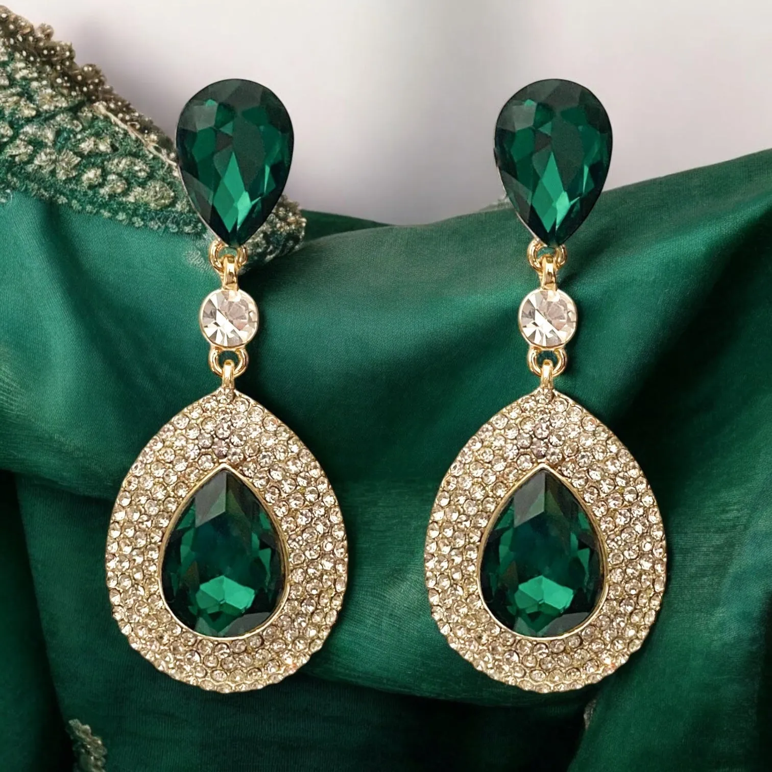Philippa Earrings - Emerald