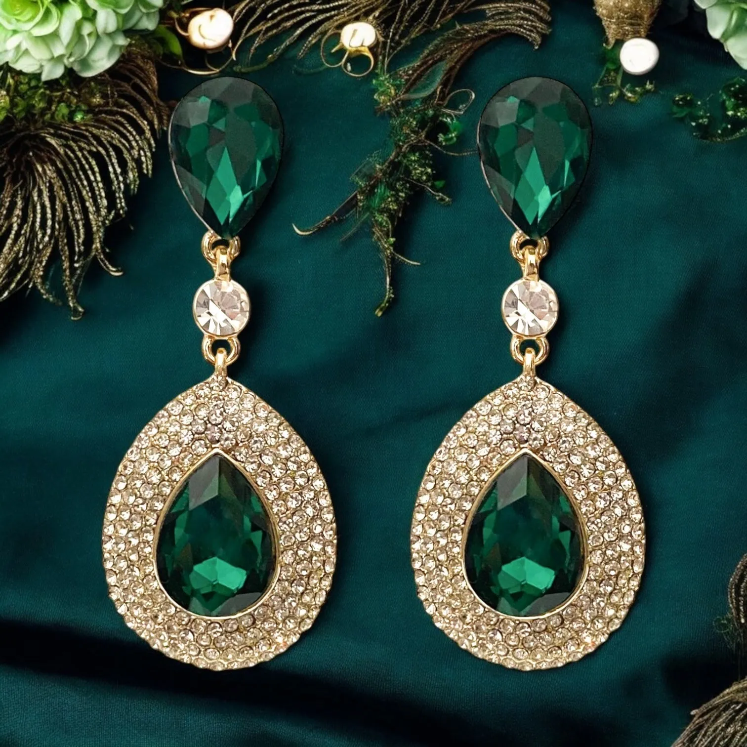 Philippa Earrings - Emerald
