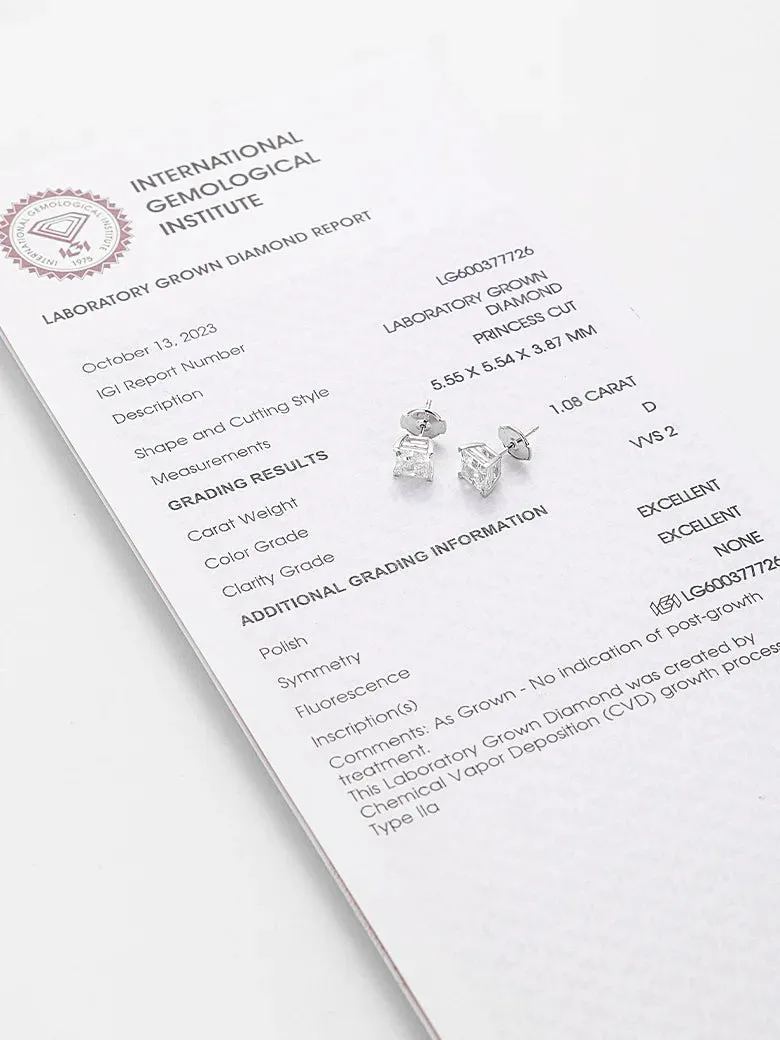 Princess Cut Diamond Earrings