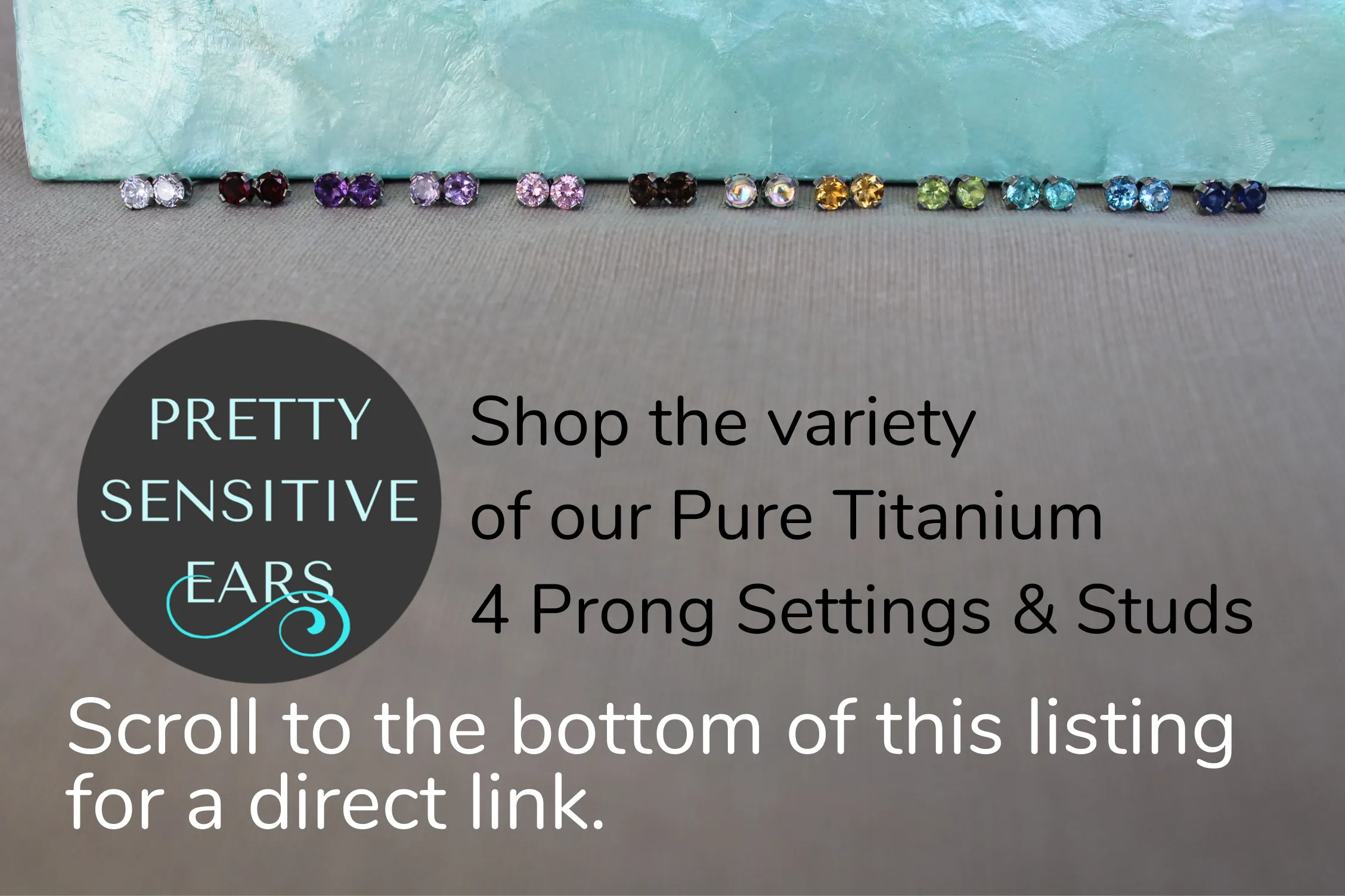 Pure Titanium Earrings Cubic Zirconia Facet Cut Hypoallergenic Nickel Free Studs