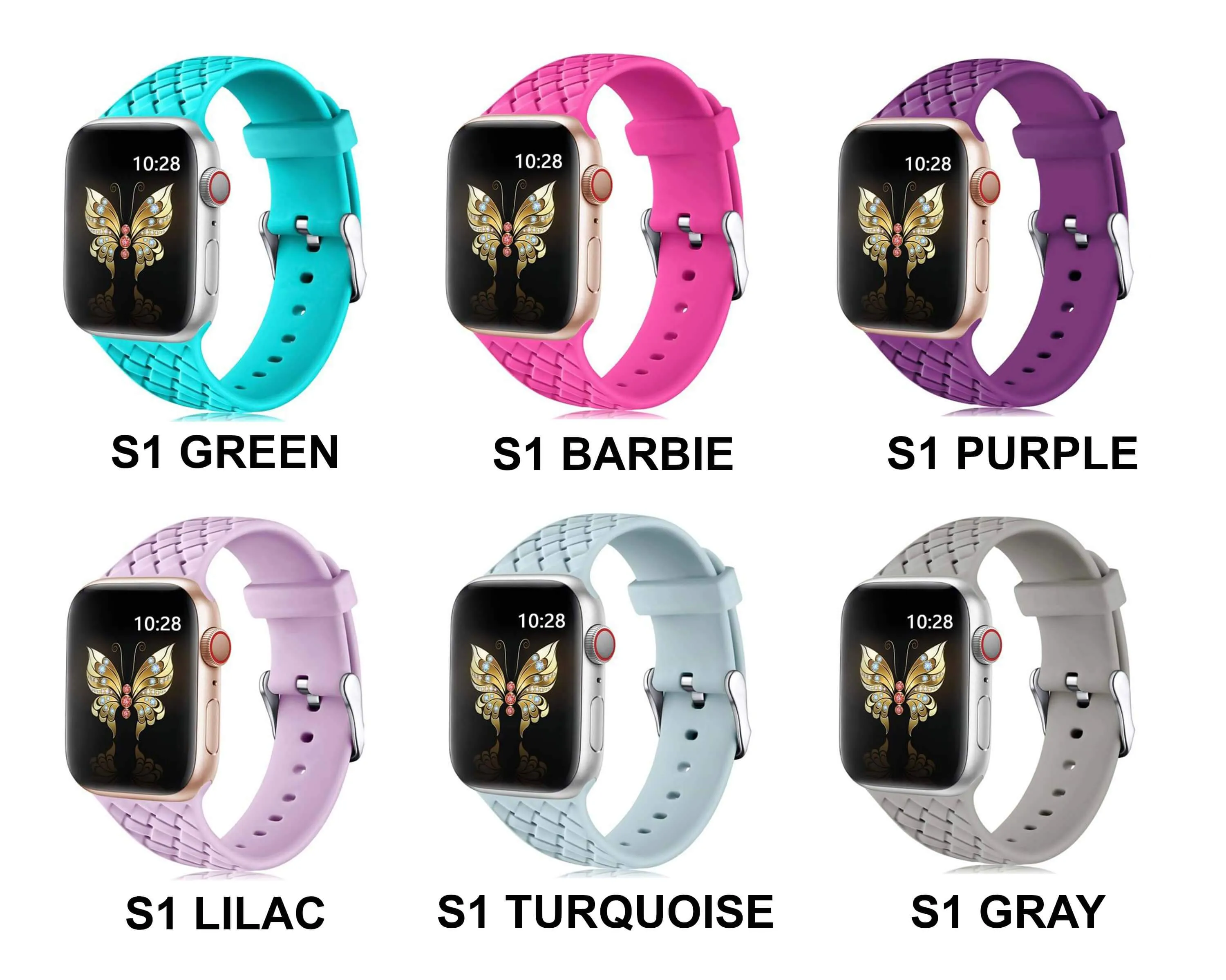 Silicone Strap Series 7 6 5 4 Accessories Woven Pattern Belt Bracelet