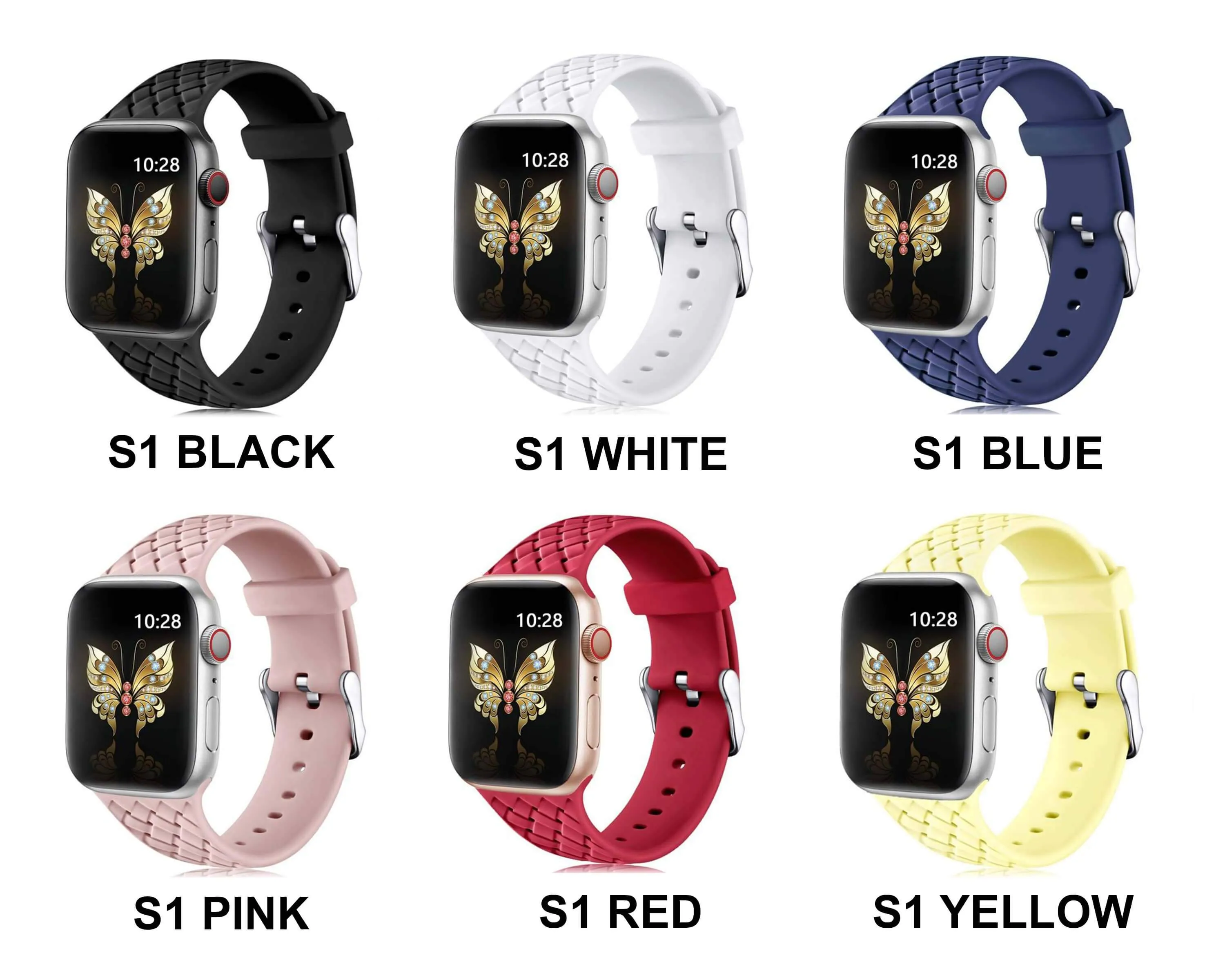 Silicone Strap Series 7 6 5 4 Accessories Woven Pattern Belt Bracelet