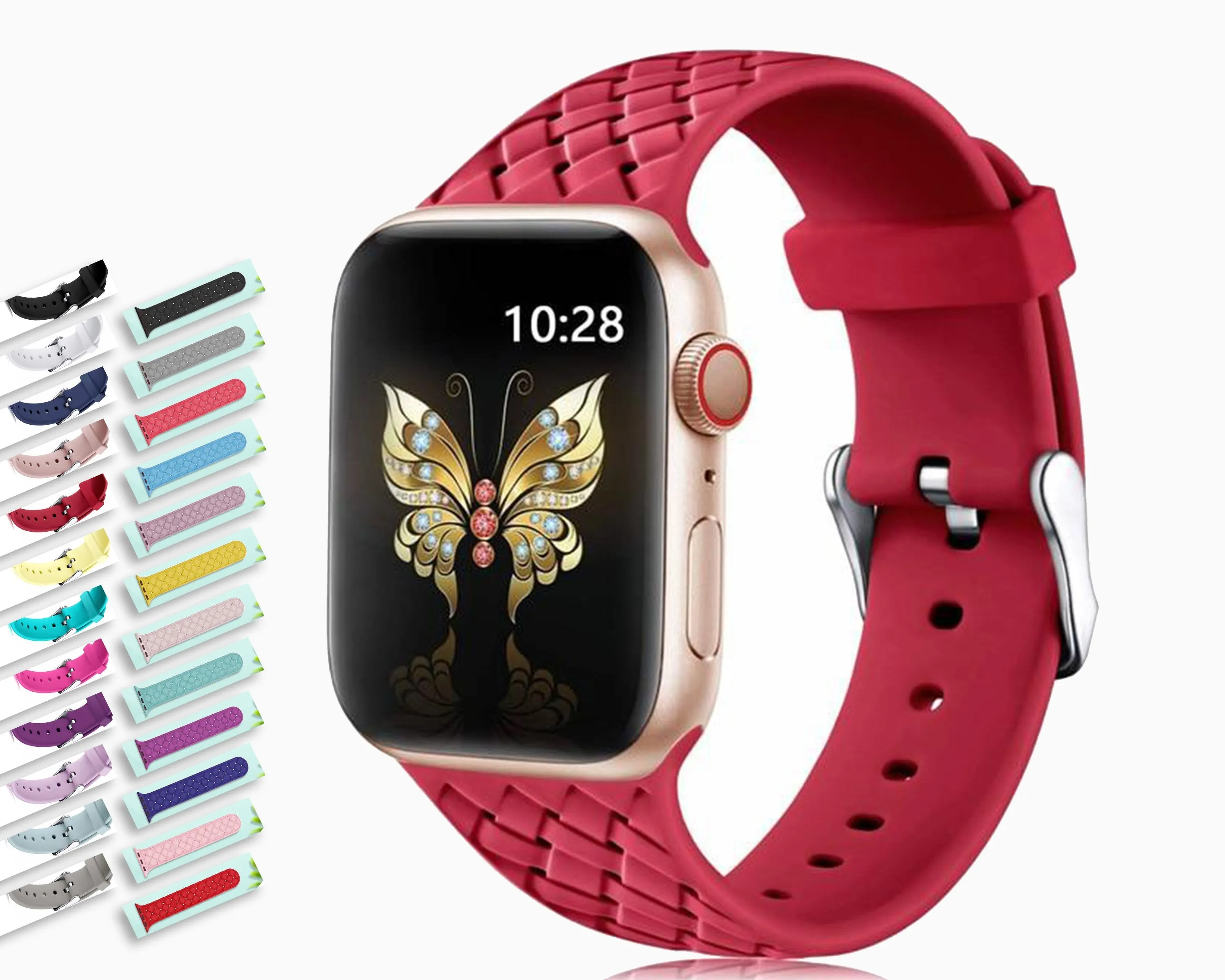 Silicone Strap Series 7 6 5 4 Accessories Woven Pattern Belt Bracelet