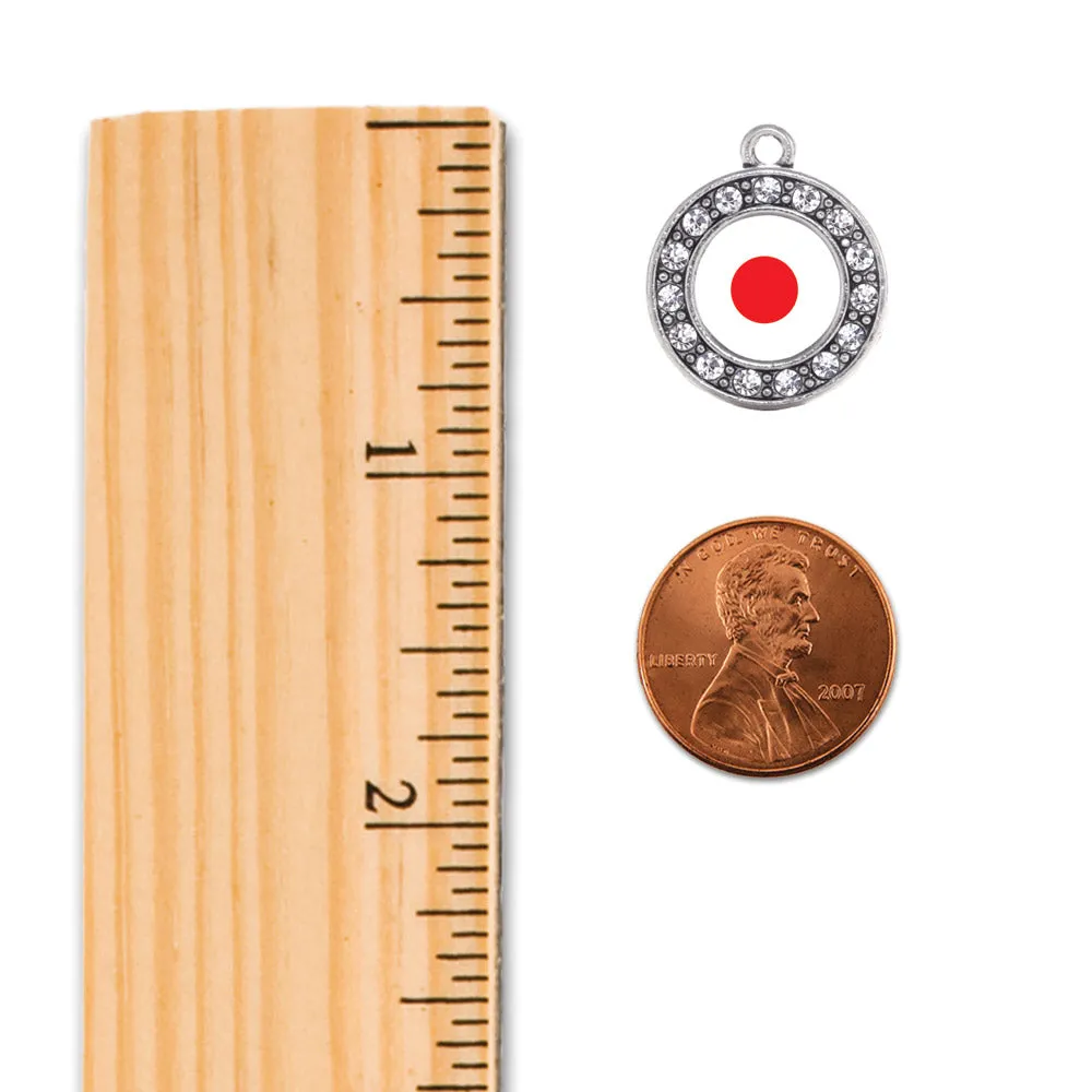 Silver Japan Flag Circle Charm Toggle Bracelet
