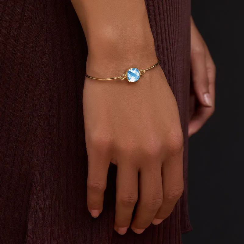 Tetra Bangle, Blue Topaz, Gold