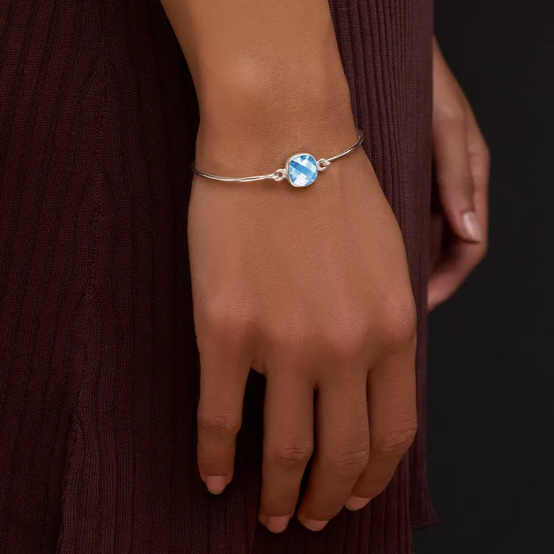 Tetra Bangle, Blue Topaz, Silver