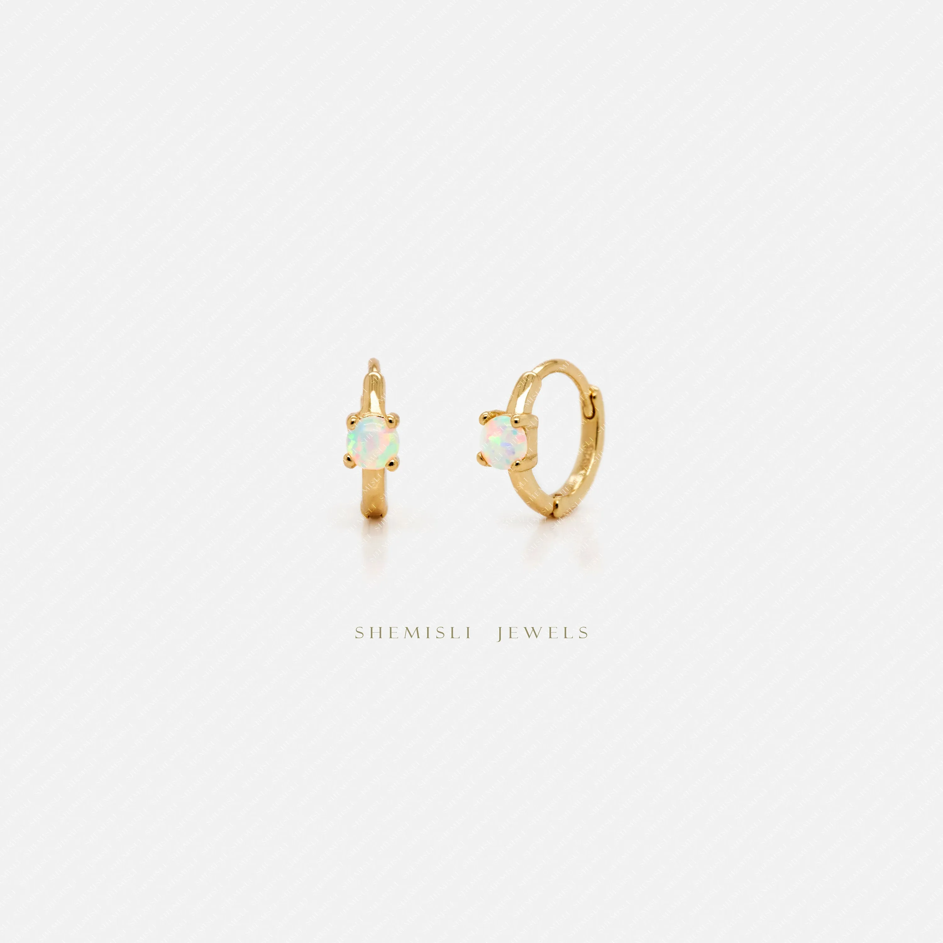 Tiny CZ Stone Helix Hoop Earrings, White Stone, Emerald, Turquoise, Opal, Unisex, Gold, Silver SH616, SH626, SH636, SH646, SH656, SH666