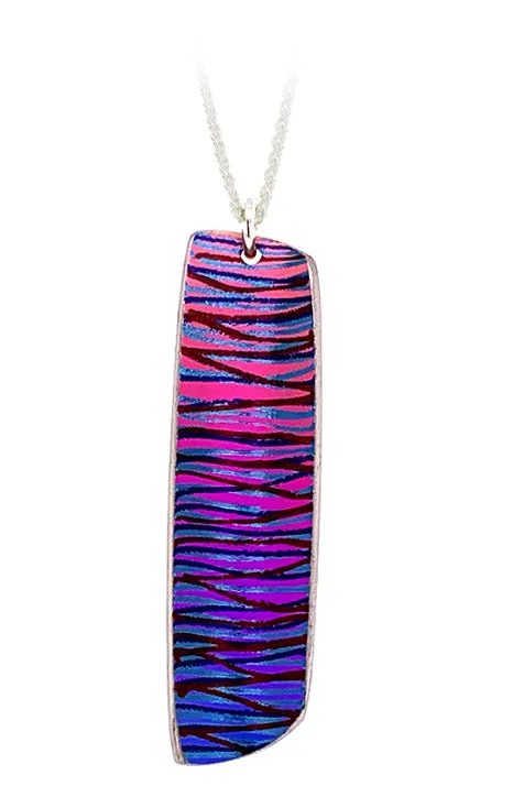 Titanium Scratch Art Pink And Blue Necklace