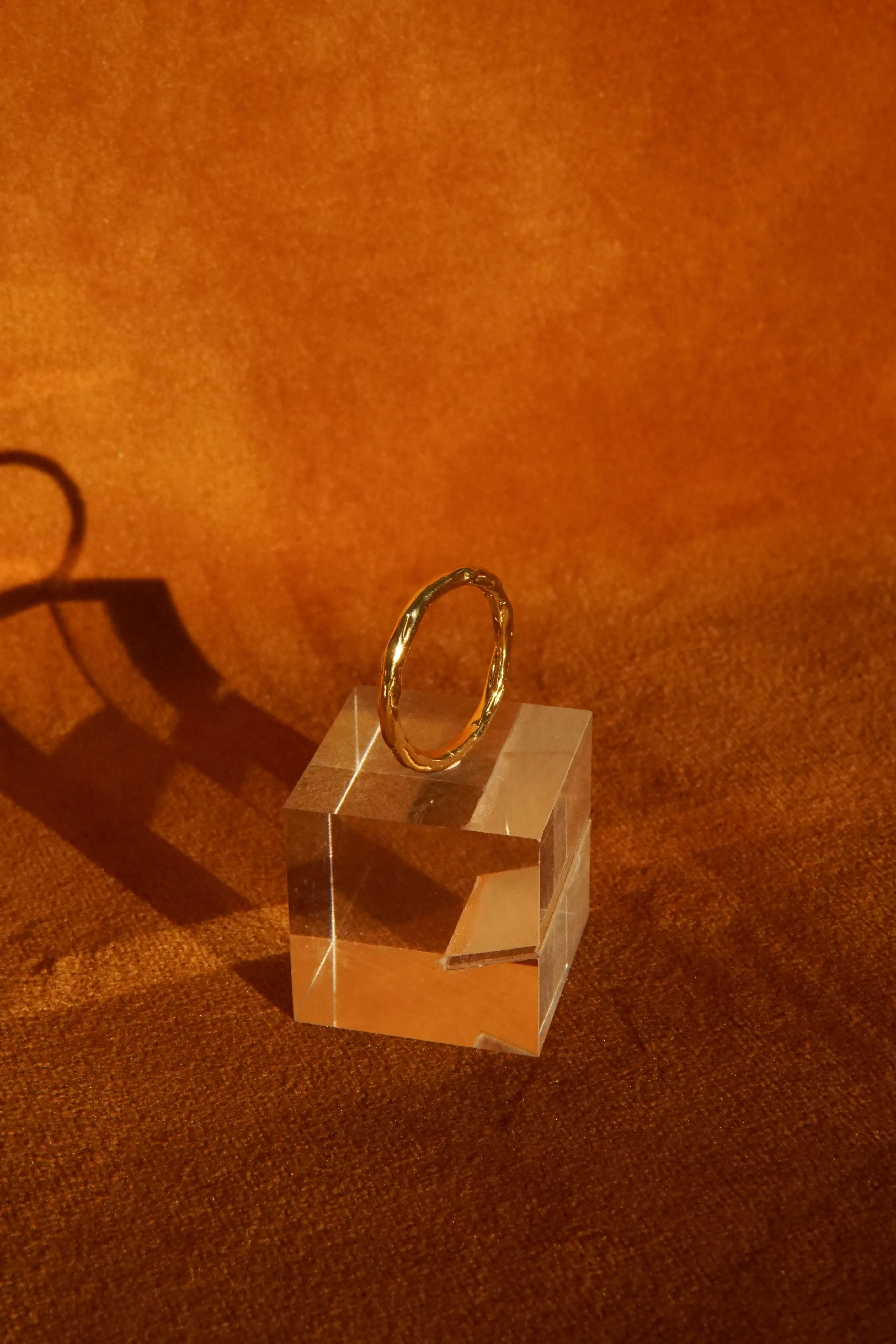 Water ripple ring 14k solid gold