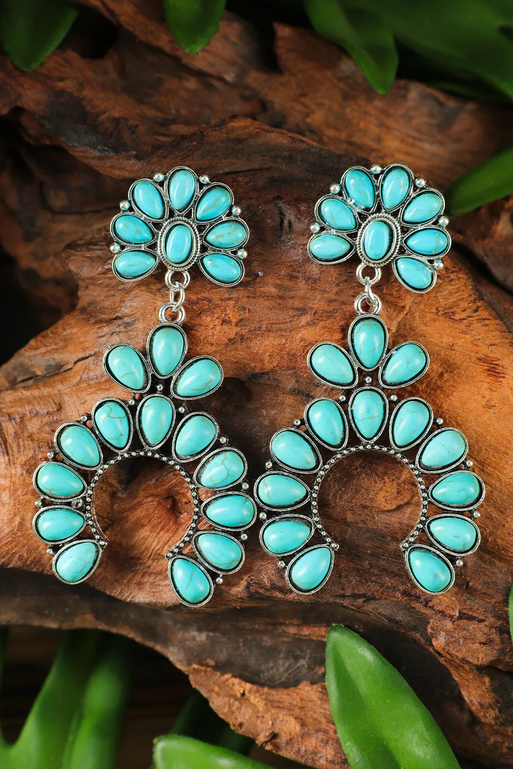 Western Turquoise Beaded Dangle Earrings