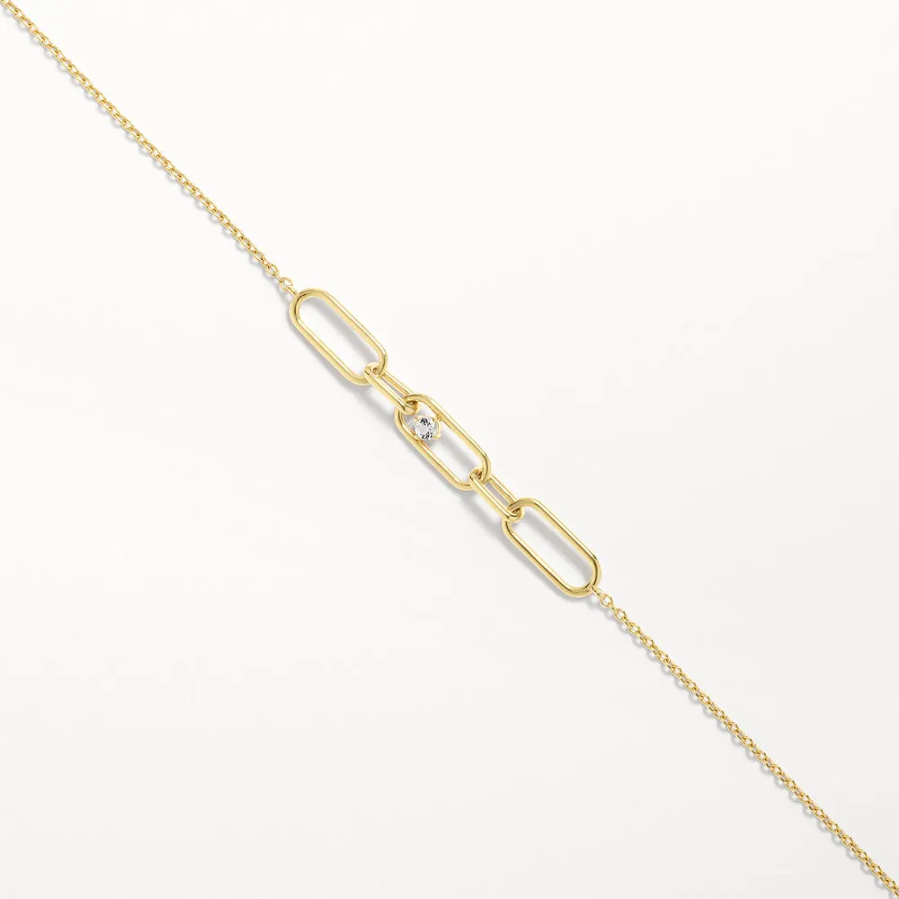 White Topaz Paperclip Link Bracelet in Gold