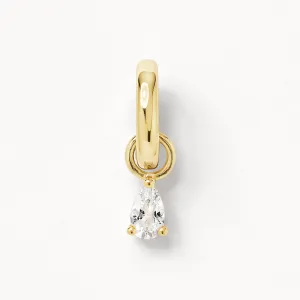 White Topaz Pear Cut Charm Pendant in Gold